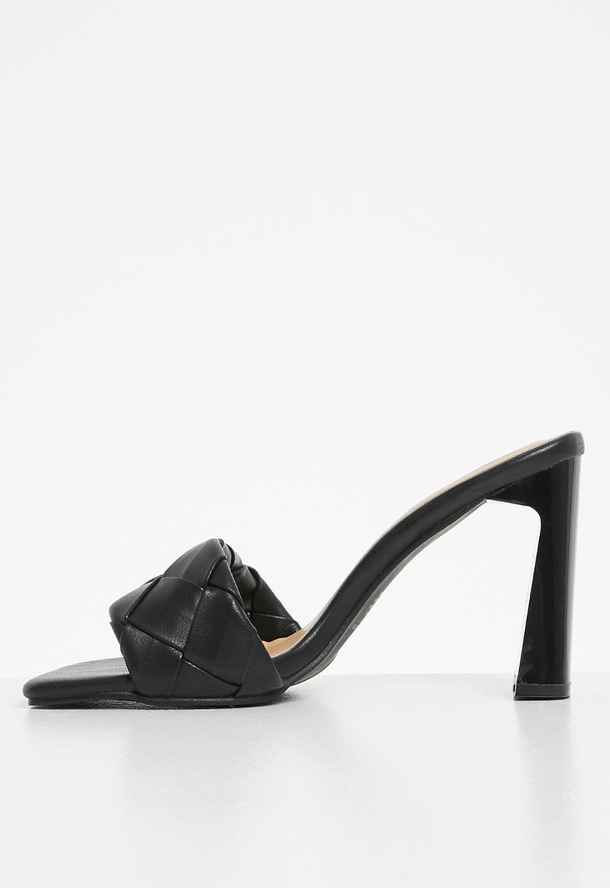 Plum - Ciara plaited square toe mule heel - black