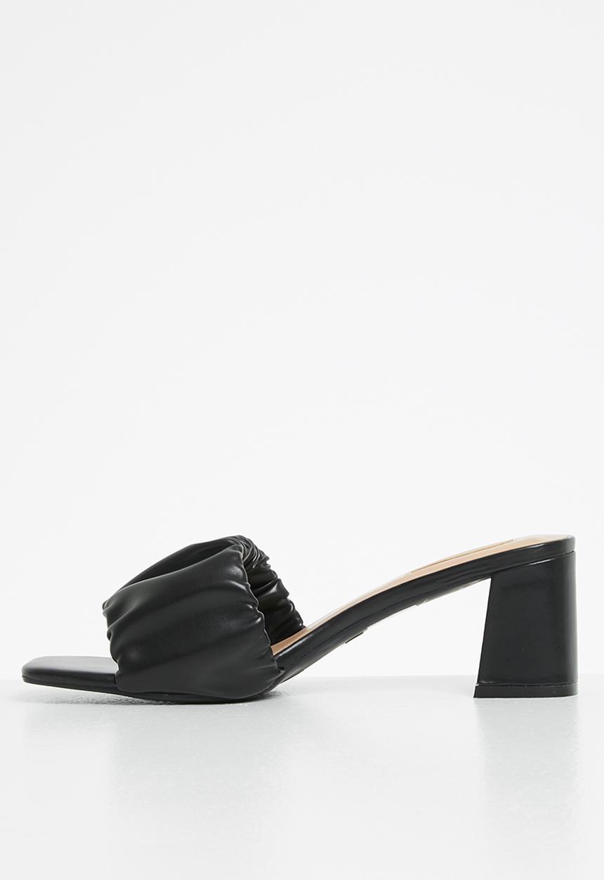 Plum - Cocoa ruched block heel mule - black