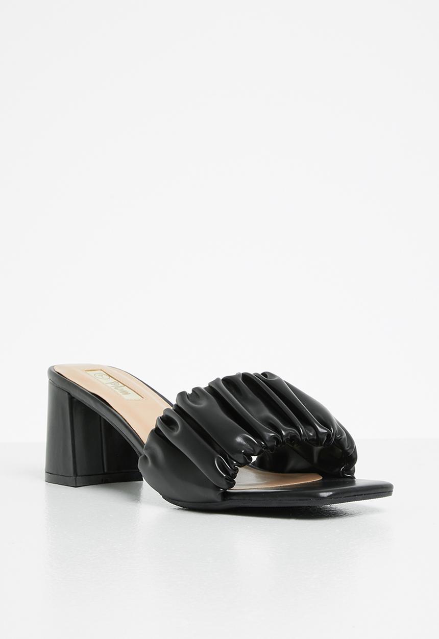 Plum - Cocoa ruched block heel mule - black