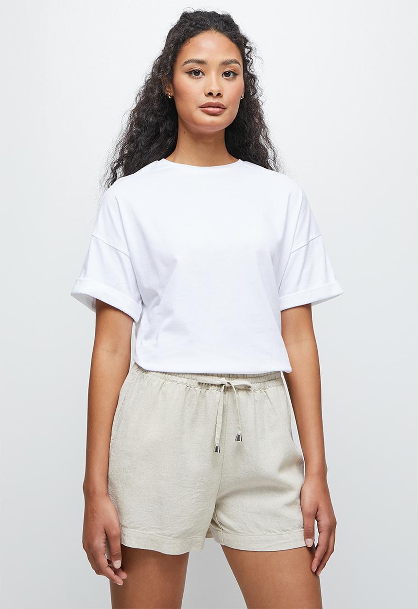 edit - Roll up boxy tee - white