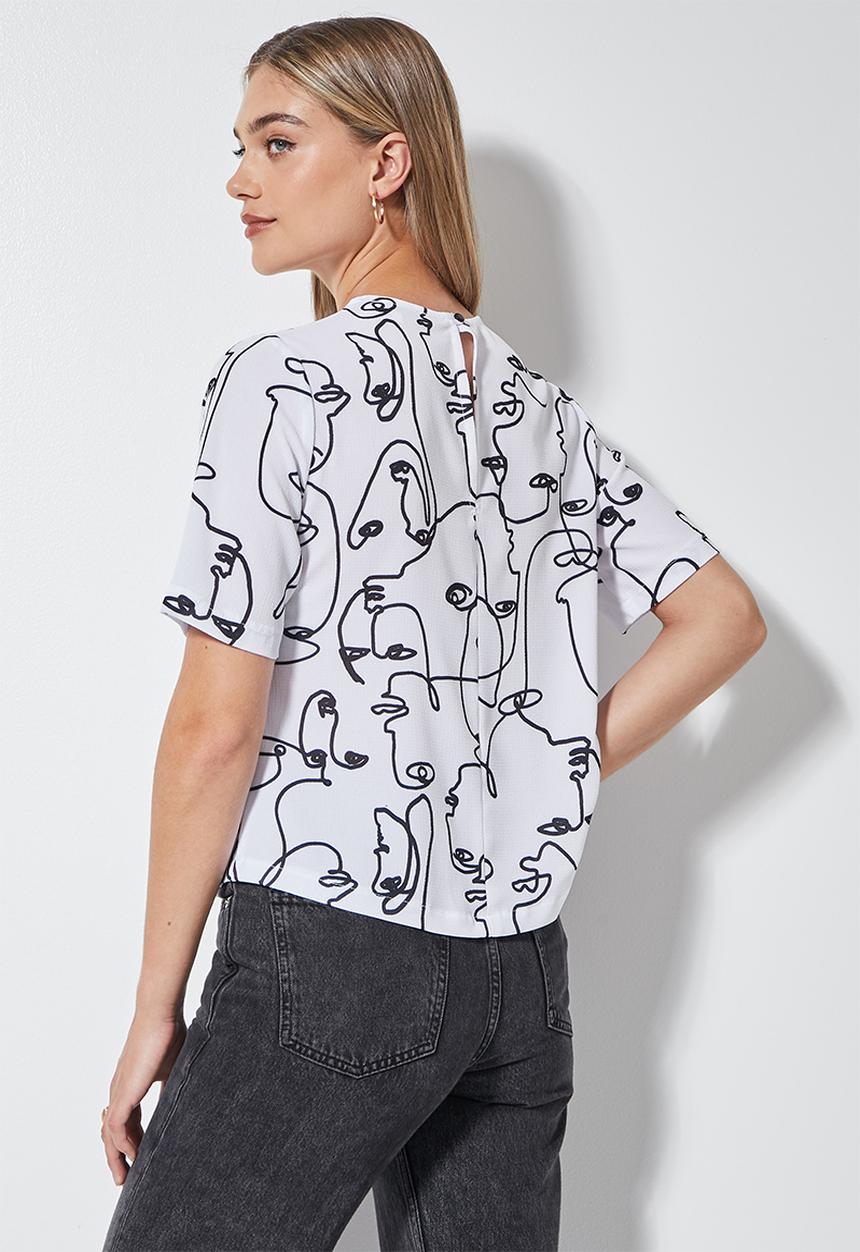 Superbalist - Printed basic woven tee - white & black 