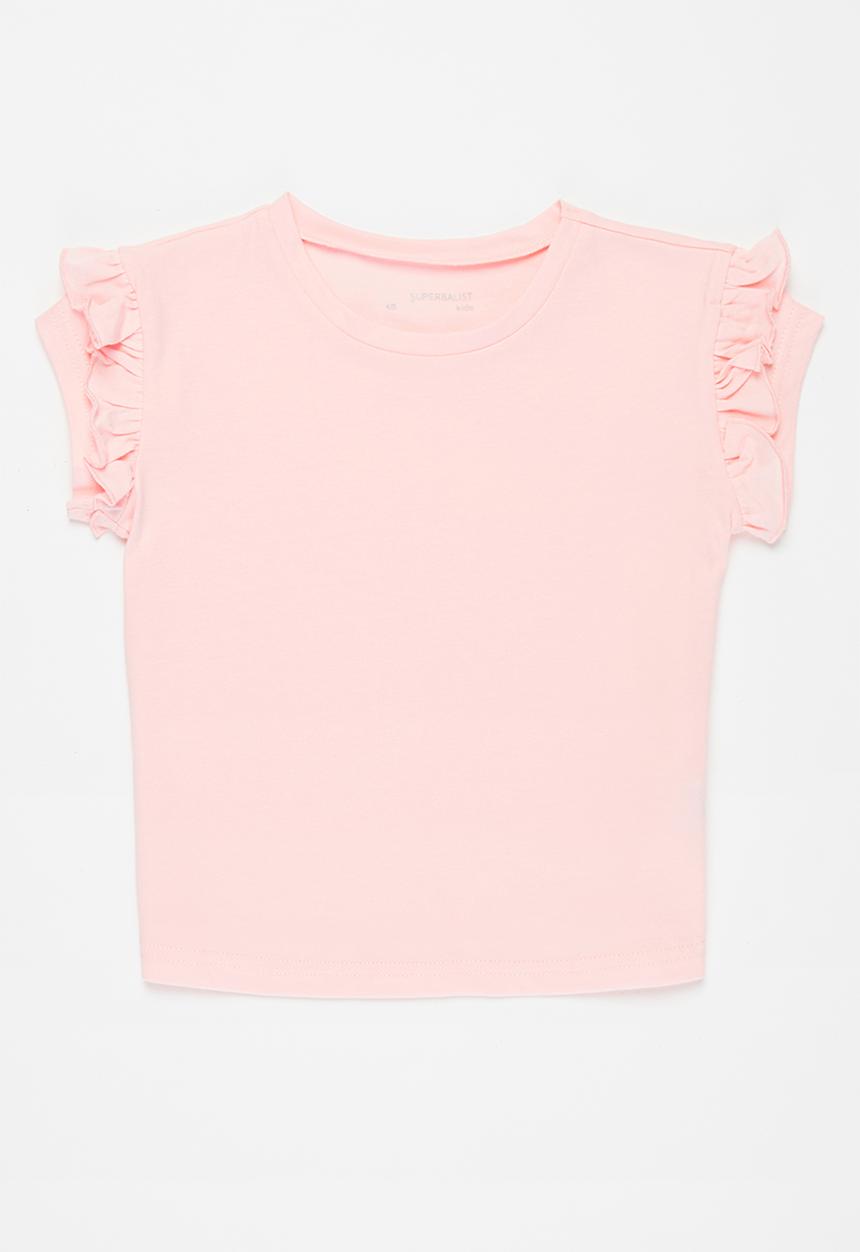 Superbalist Kids - Girls frill sleeve T-shirt - light pink