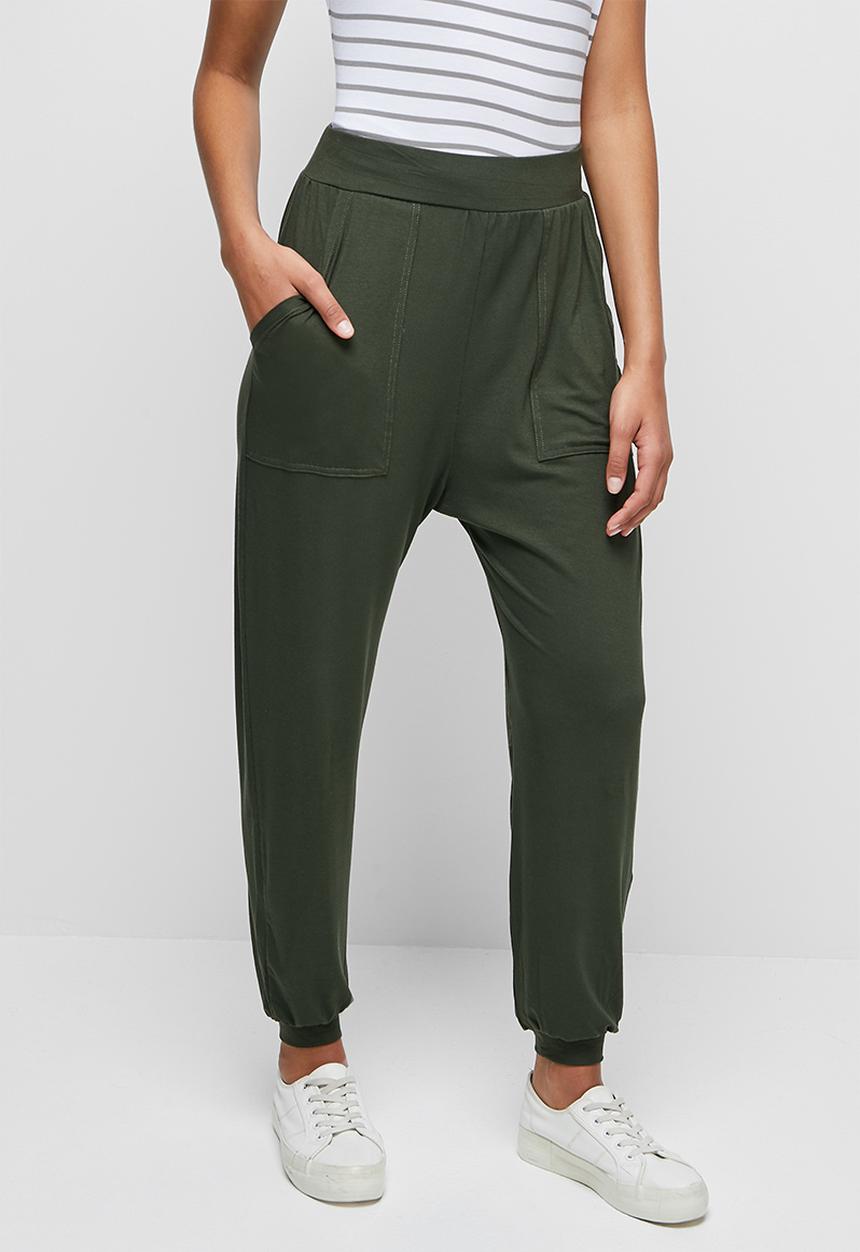 edit - Pocket detail harem pant - dark olive