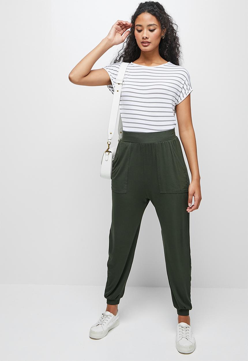 edit - Pocket detail harem pant - dark olive