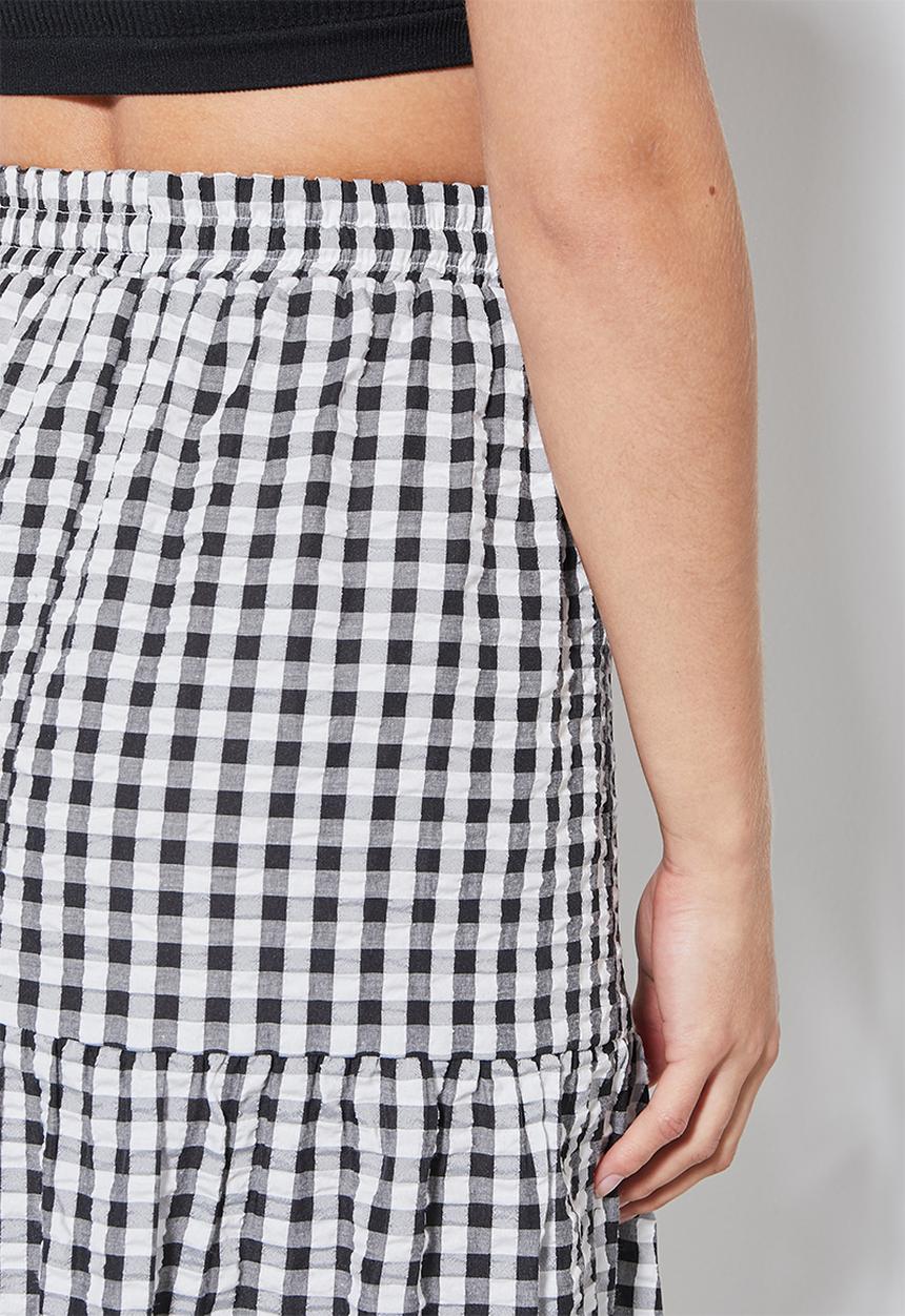 Superbalist - Poplin tiered midi skirt - black & white 