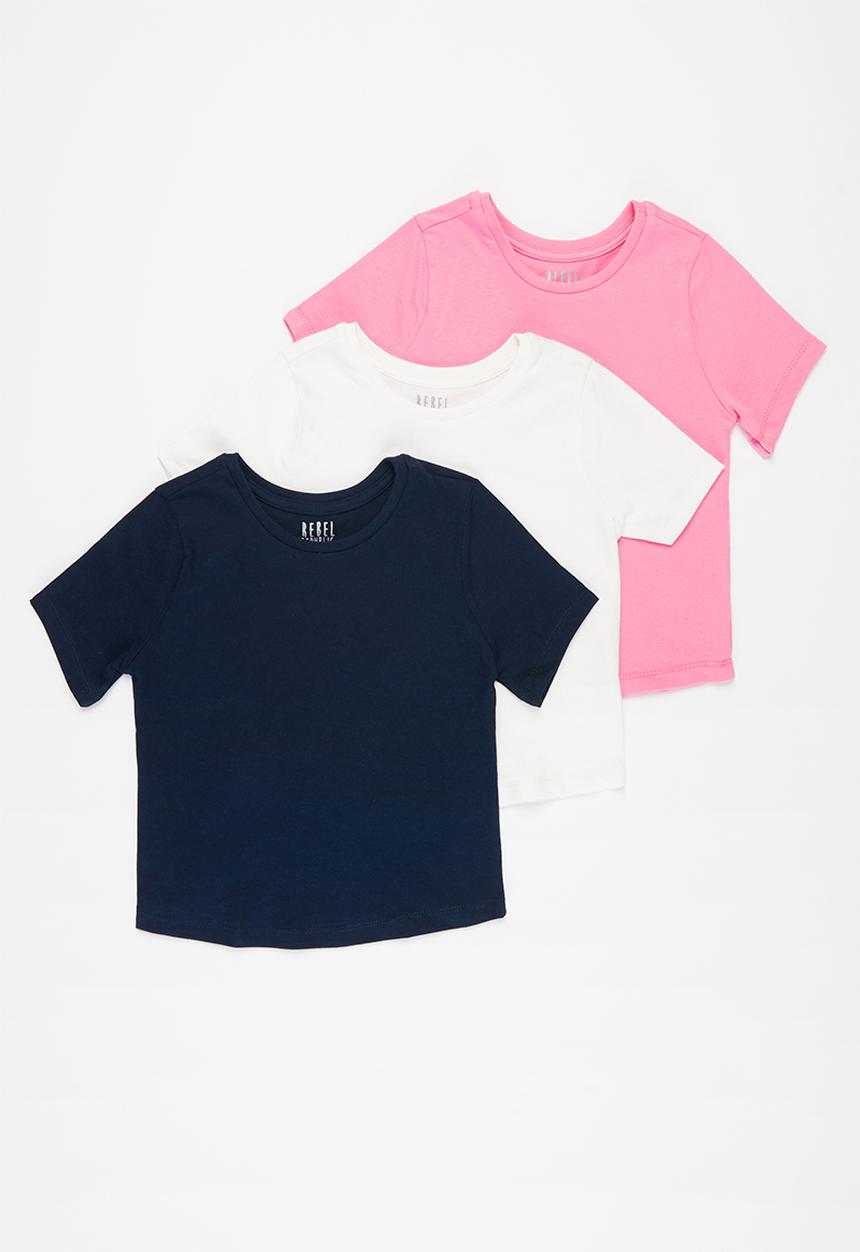 Rebel Republic - 3 Pack plain tees - multi