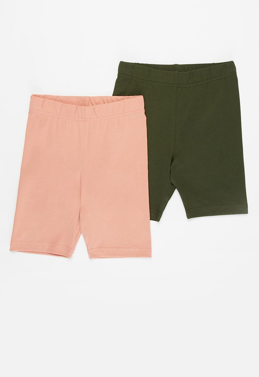 Rebel Republic - 2 Pack cycling short - green & dusty pink