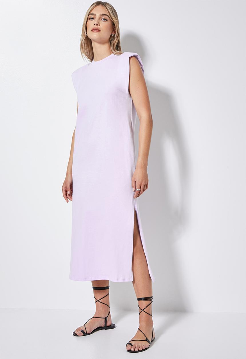 Superbalist - Shoulder pad column dress - lavender