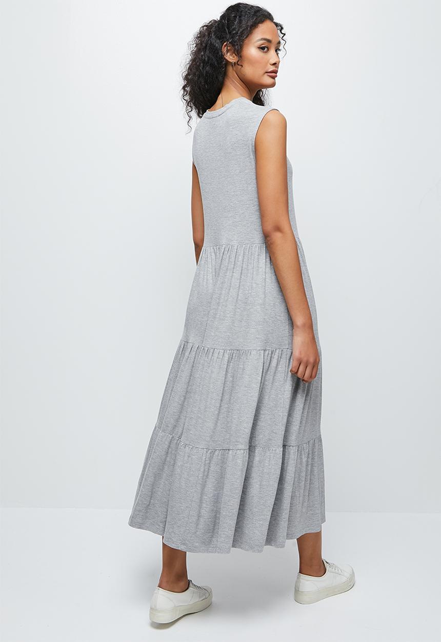 edit - Built up knit tiered maxi dress - grey