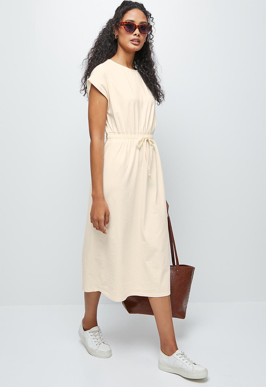 edit - Grown on sleeve knit dress - ecru