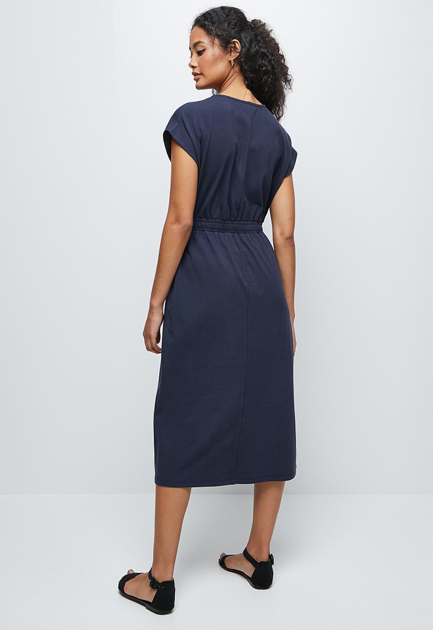edit - Grown on sleeve knit dress - navy