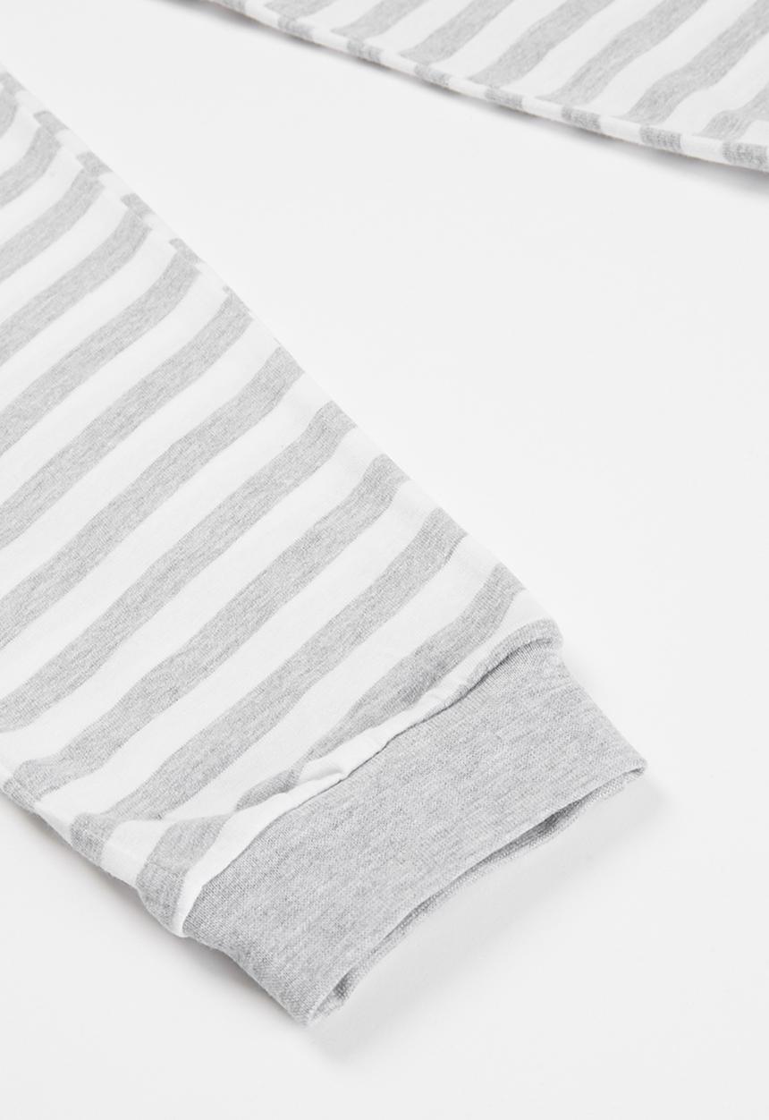 Pop Candy - Long sleeve tee & pants pj set - grey & white 