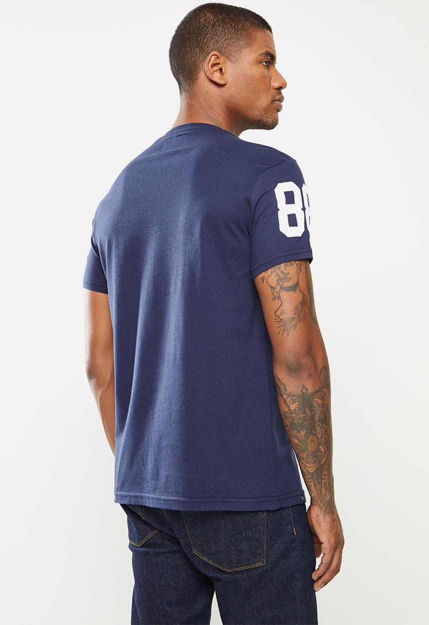 Aca Joe - High square flat print tee - navy