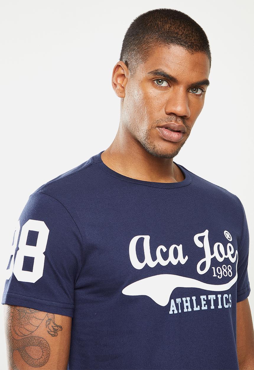 Aca Joe - High square flat print tee - navy