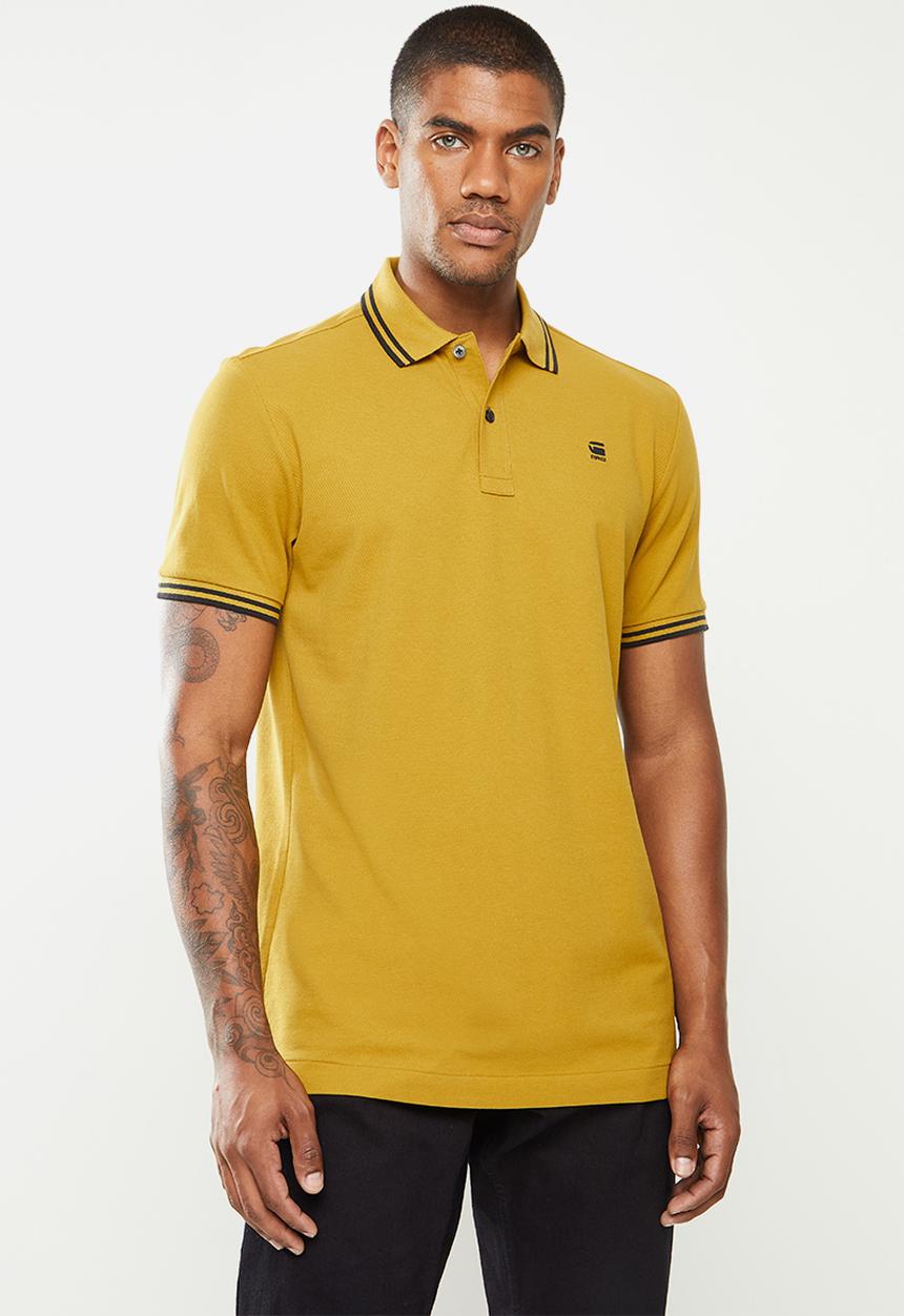 G-STAR - Dunda slim stripe polo short sleeve - toasted