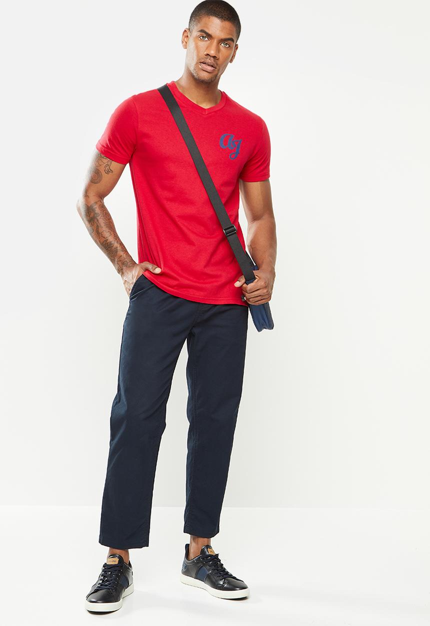 Aca Joe - Aca joe v-neck short sleeve t-shirt - red