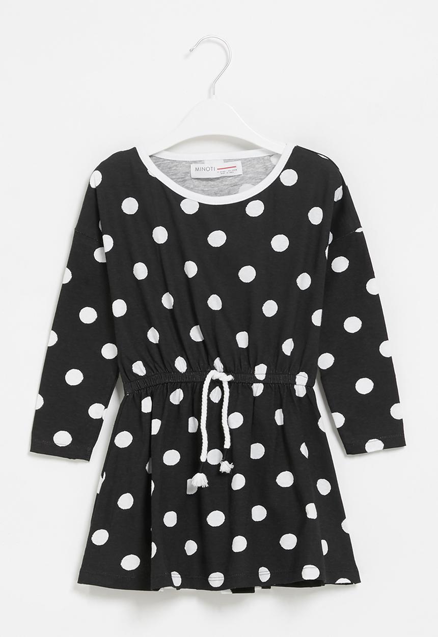 MINOTI - Girls basic jersey dress - black & white 