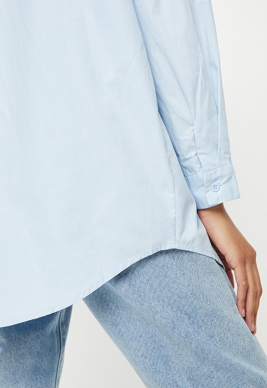 Missguided - Extreme oversized poplin pastel shirt - blue