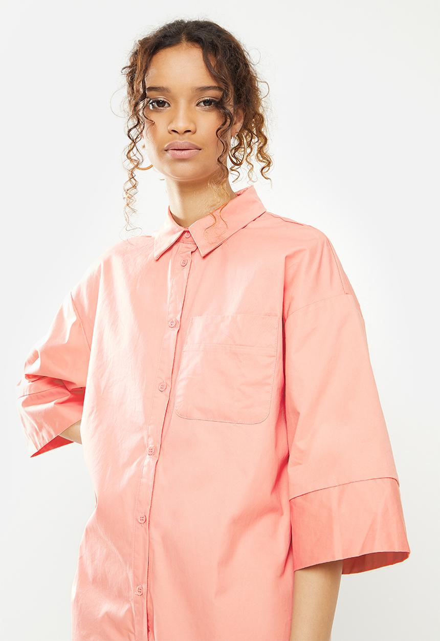 Missguided - It oversized shirt playsuit - pink