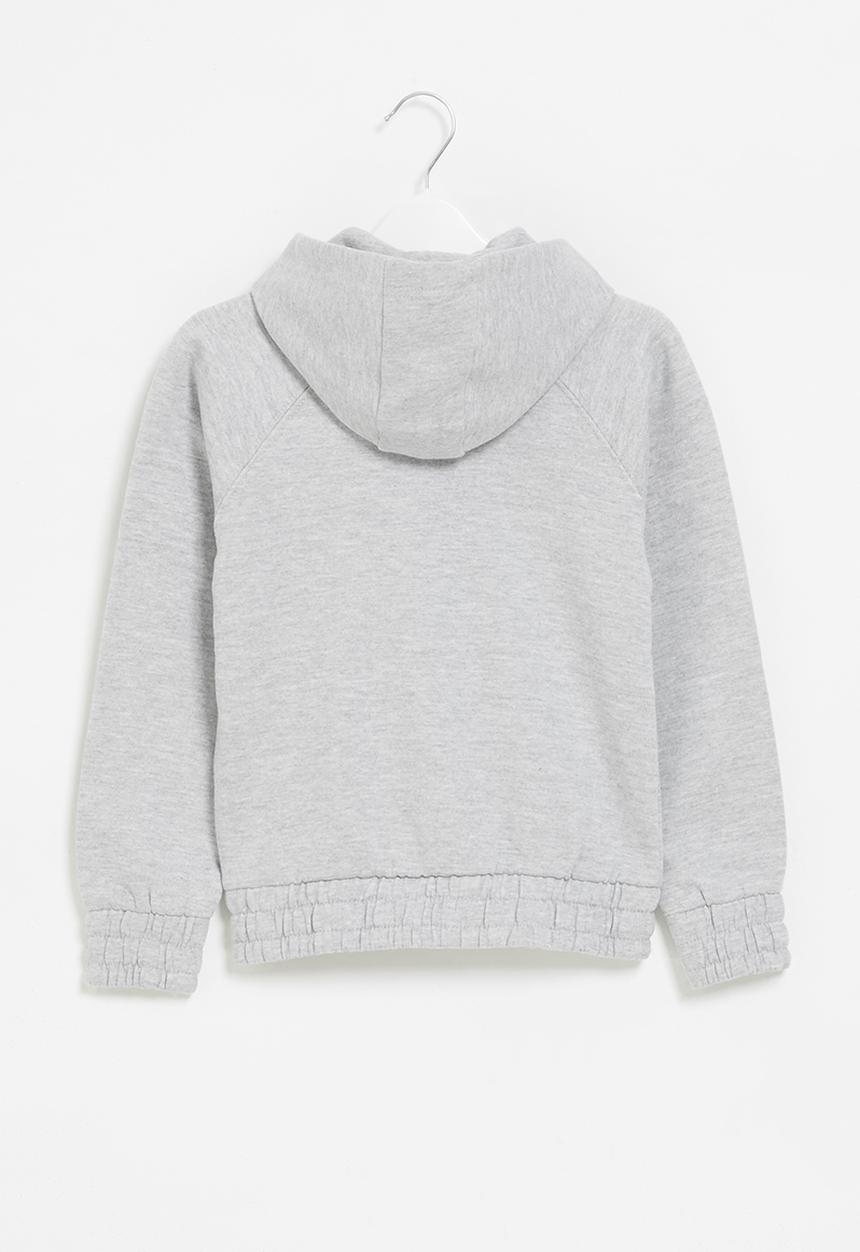 MINOTI - Girls basic  fleece zip thru hooded top - light grey