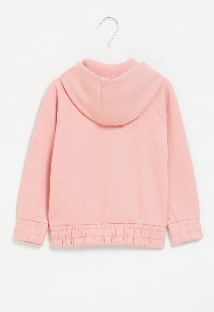MINOTI - Girls basic fleece zip thru hooded top - blush pink