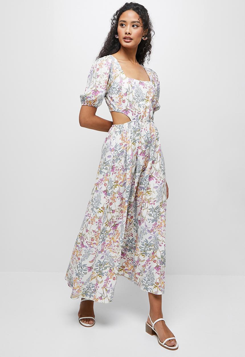 MILLA - Linen cut out midi dress - multi