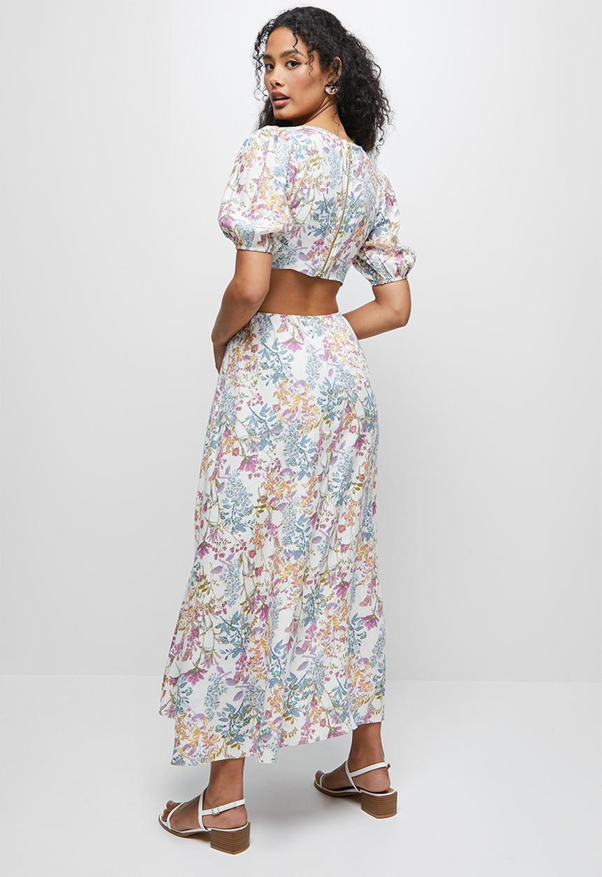 MILLA - Linen cut out midi dress - multi
