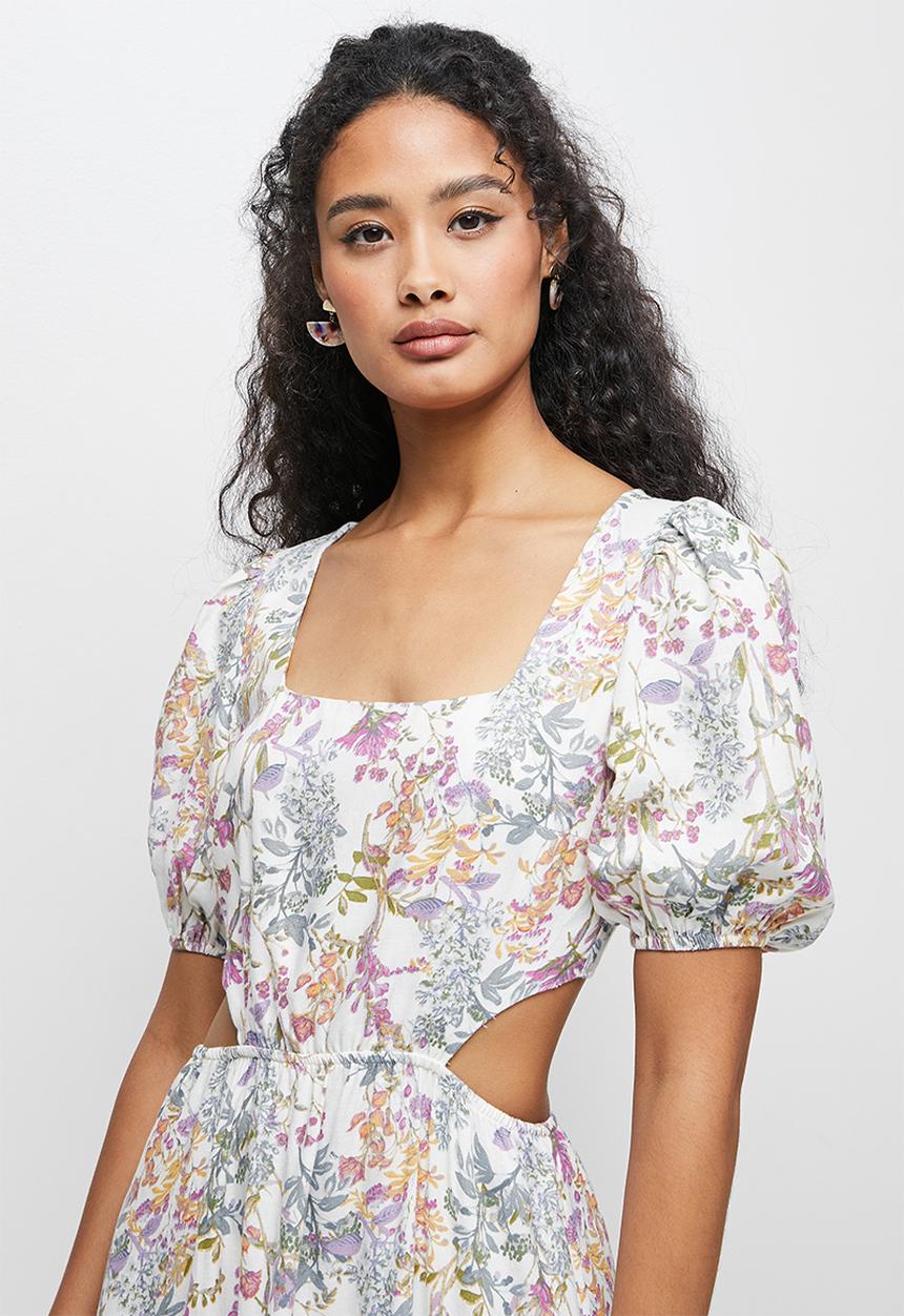 MILLA - Linen cut out midi dress - multi