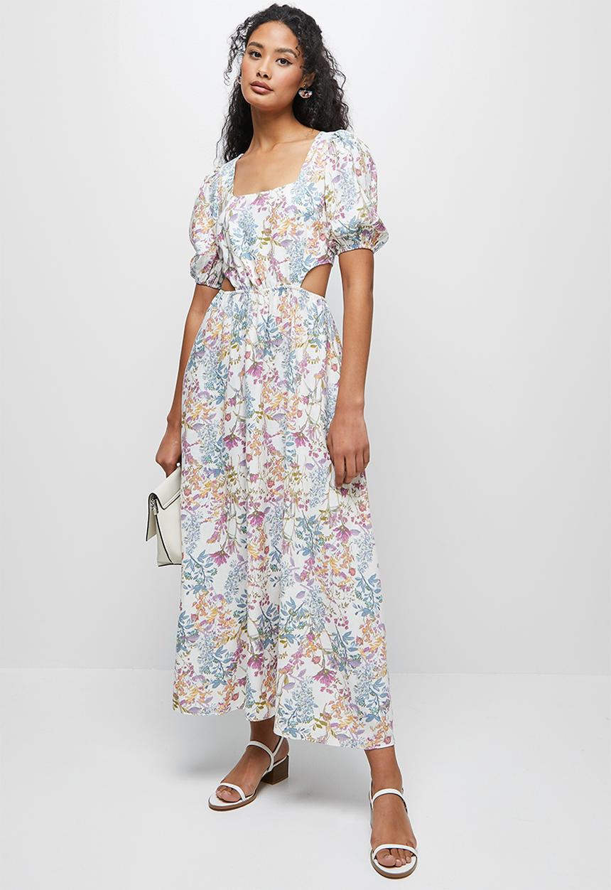 MILLA - Linen cut out midi dress - multi