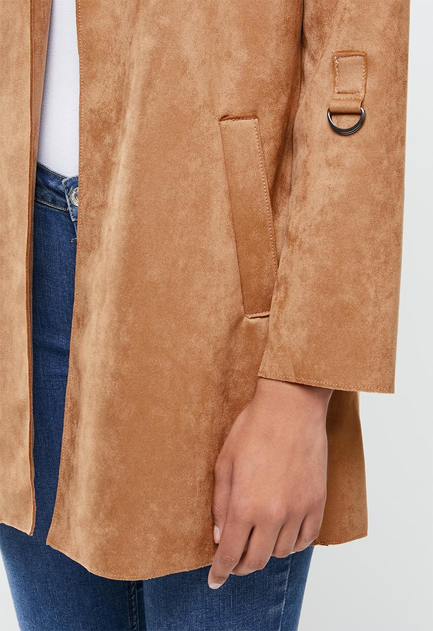 ONLY - Joline faux suede coat - brown