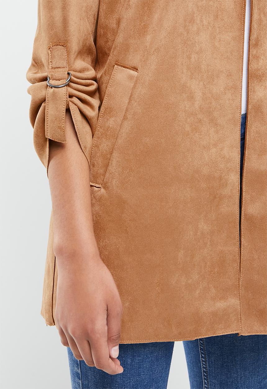 ONLY - Joline faux suede coat - brown