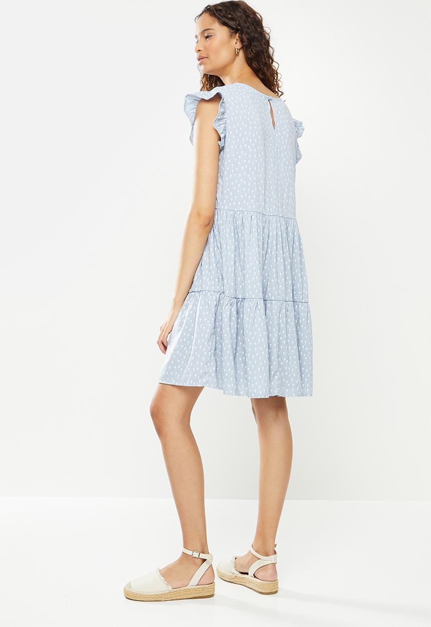 Revenge - Cap sleeve smock dress - blue