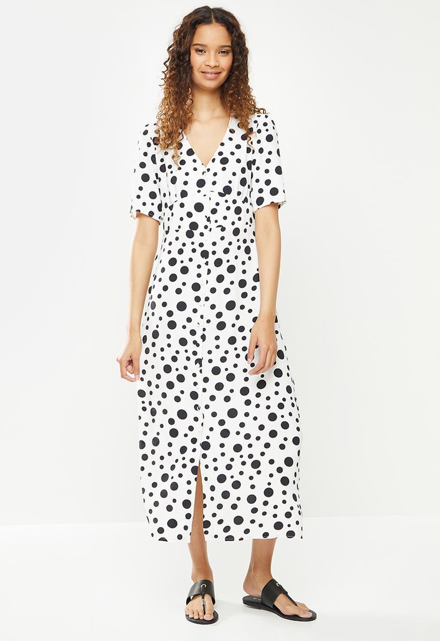 Revenge - Spotted midi dress - white & black