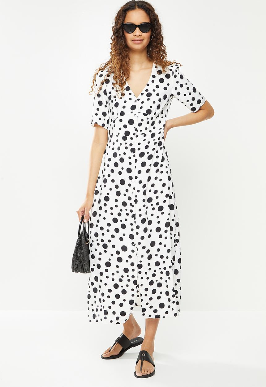 Revenge - Spotted midi dress - white & black