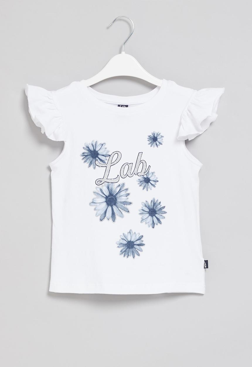 LAB - Girls lab flower tee - white