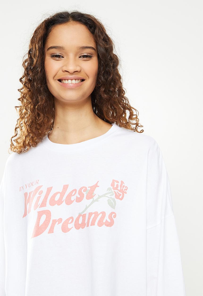 Cotton On - Bree graphic long sleeve wildest dreams - white