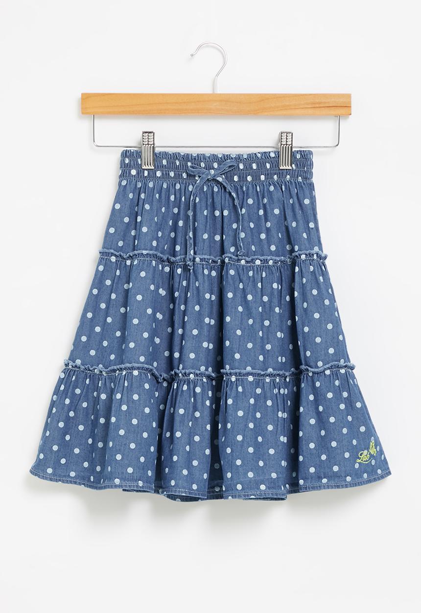 LAB - Girls polka dot denim skirt - blue