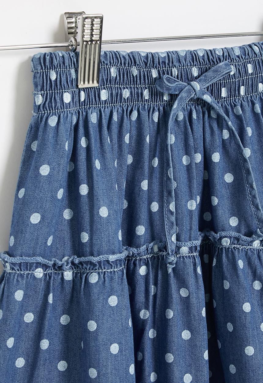 LAB - Girls polka dot denim skirt - blue