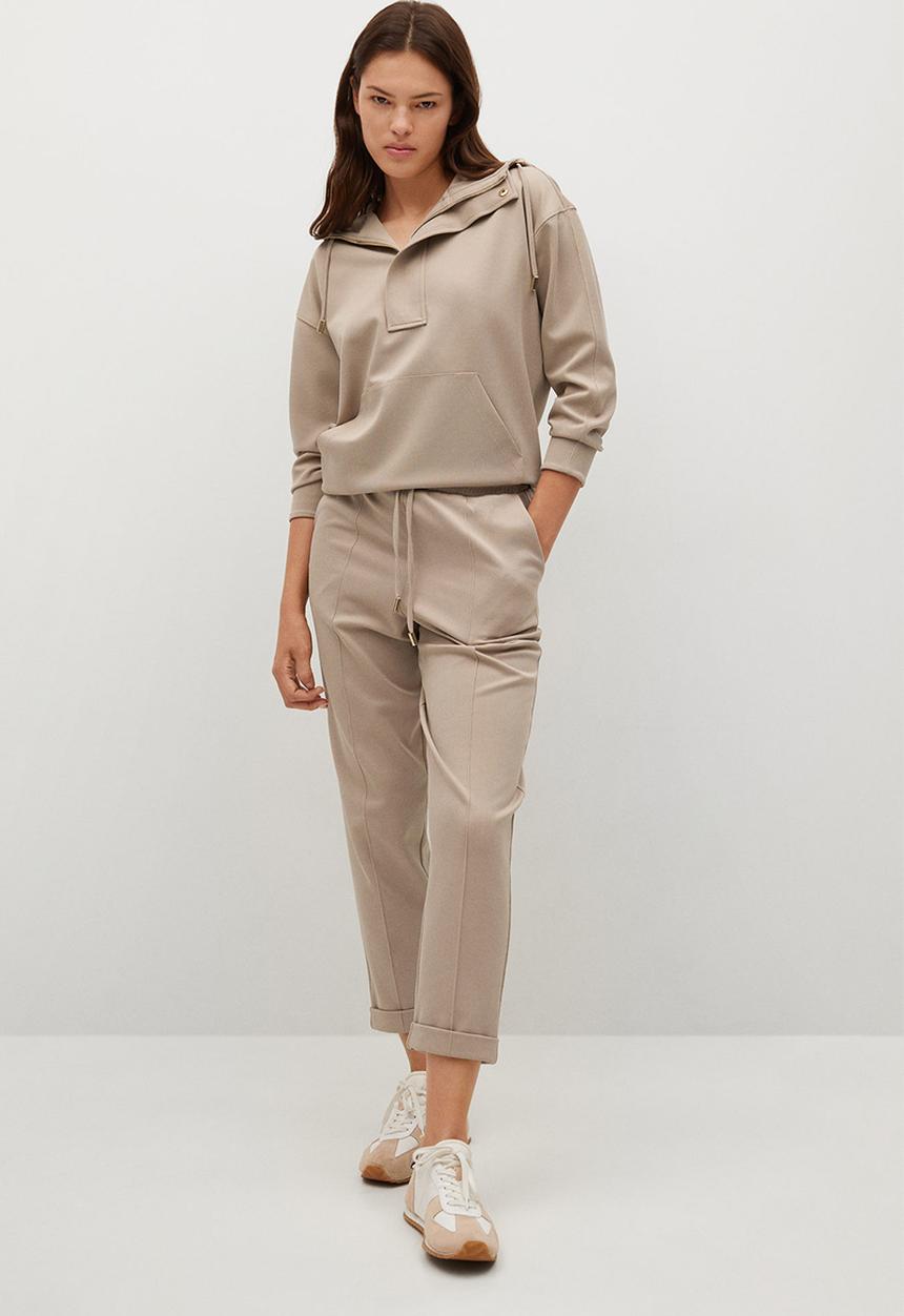 MANGO - Trousers florida1 - light pastel grey