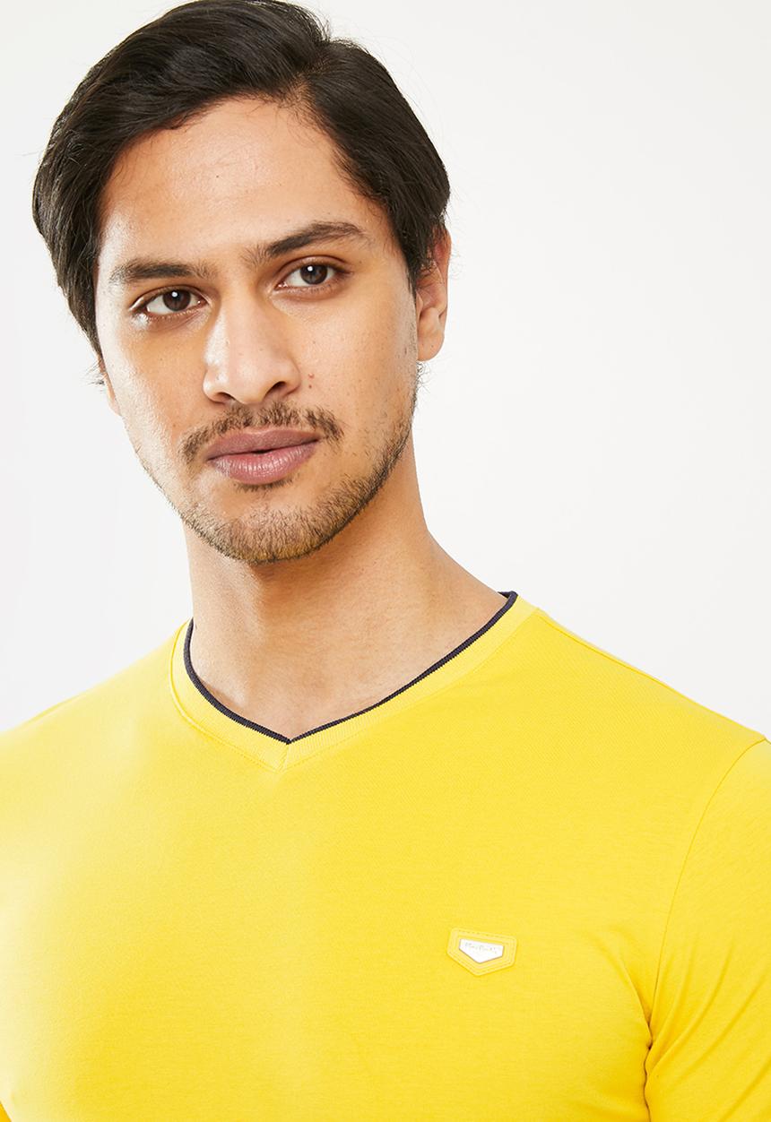 Pierre Cardin - Cot stretch v-neck - yellow