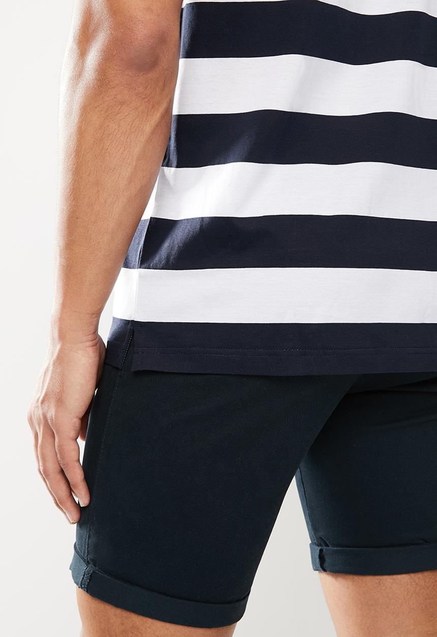 Pierre Cardin - Engineered  thick stripe Mercerised Golfer  - navy