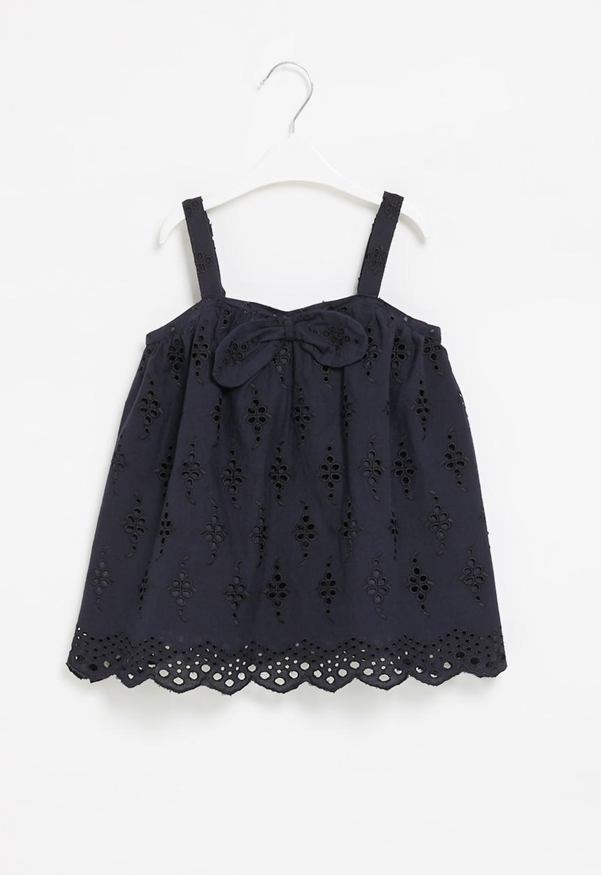 LAB - Girls sleeveless anglaise top - navy
