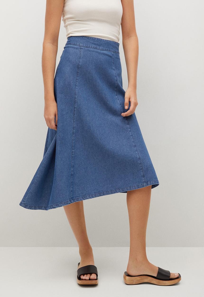 MANGO - Skirt gaia-h - open blue