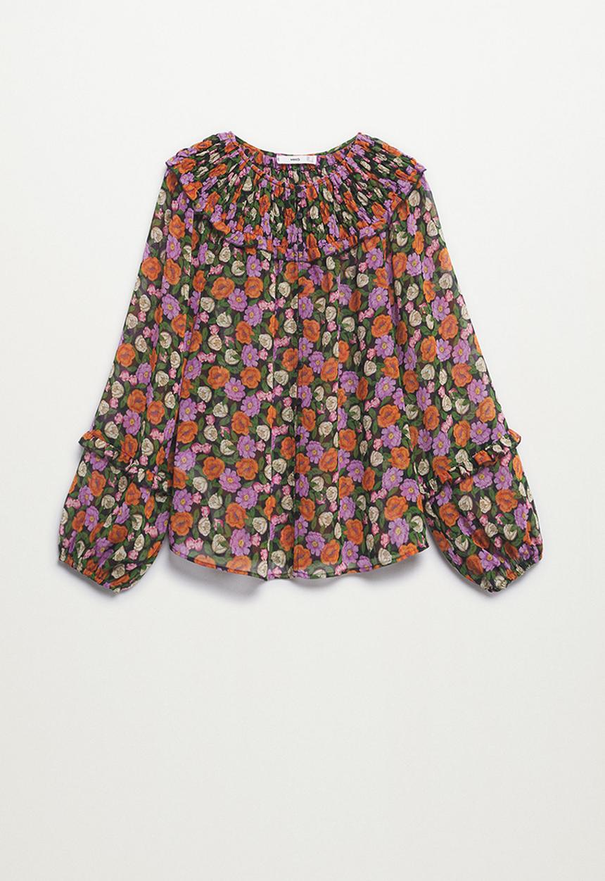 MANGO - Blouse margot - orange & purple 