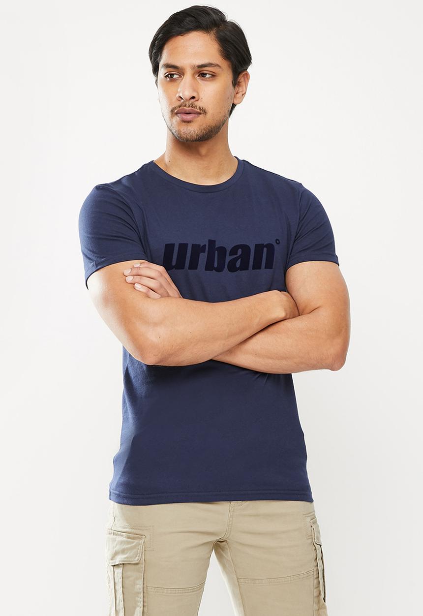 urban° - Urban flock logo short sleeve t-shirt - navy