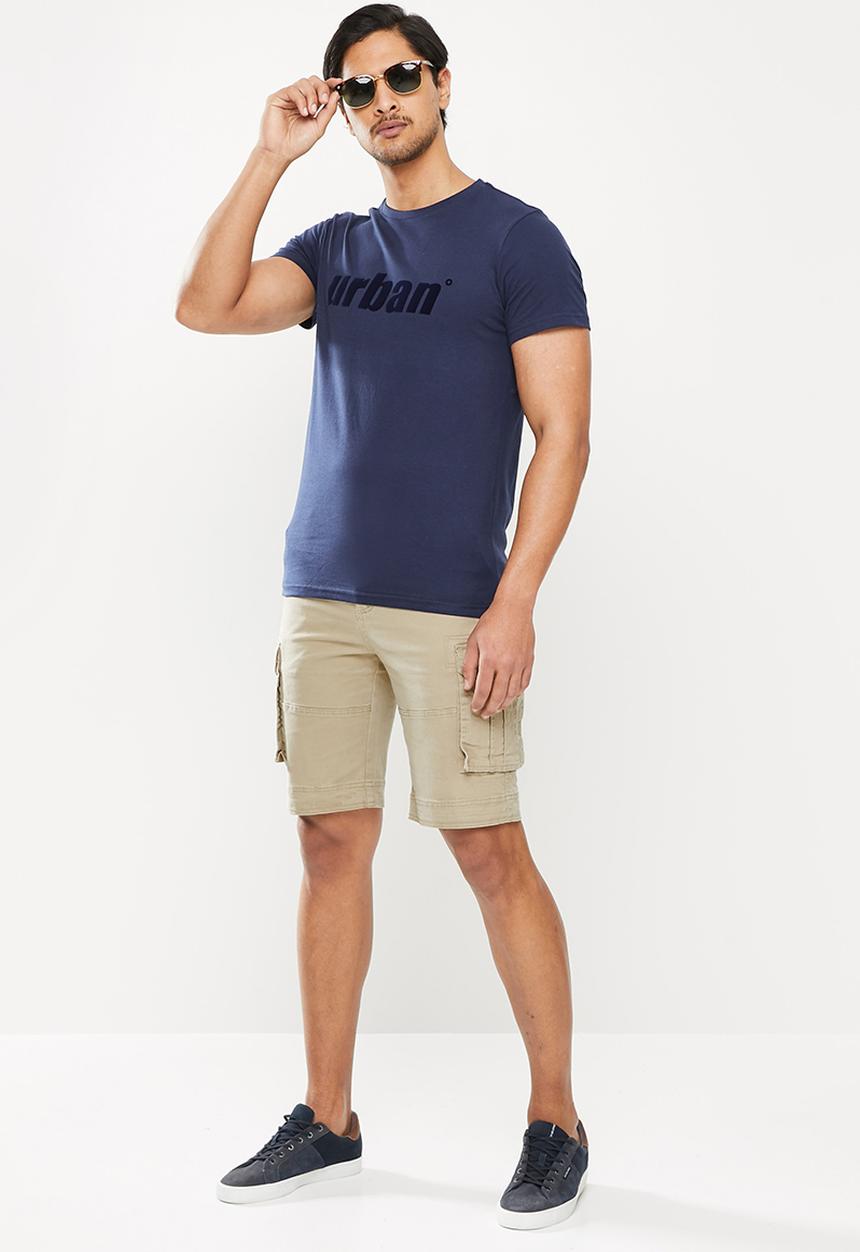 urban° - Urban flock logo short sleeve t-shirt - navy