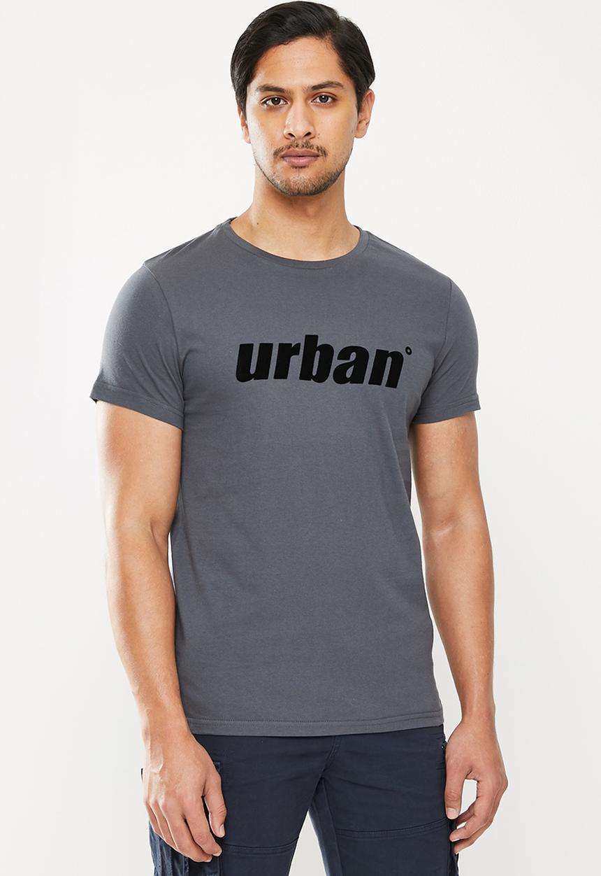 urban° - Urban flock logo short sleeve t-shirt - charcoal
