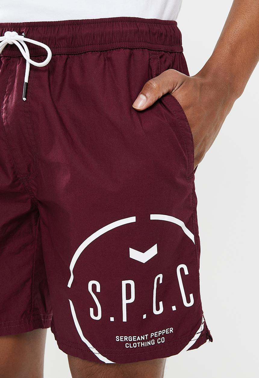 S.P.C.C - Olsen regular fit elasticated shorts - burgundy