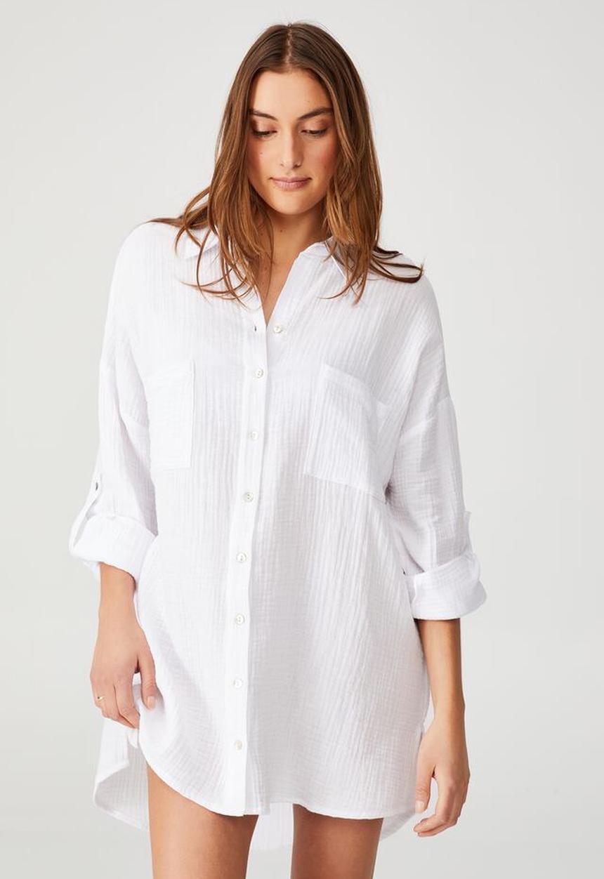 Cotton On - Pre party oversized shirt nightie - white