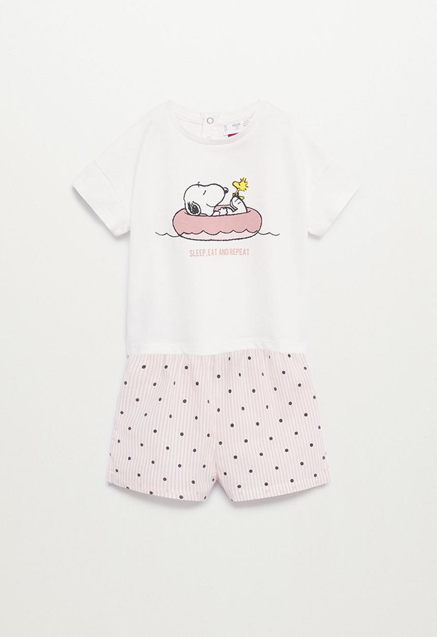 MANGO - Pyjamas snoopyb - white & pink